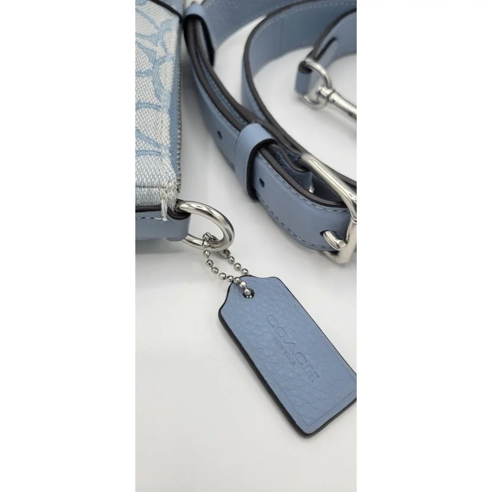 COACH Lonnie Crossbody Baguette Bag Signature Jacquard Marble/Blue Style 8306